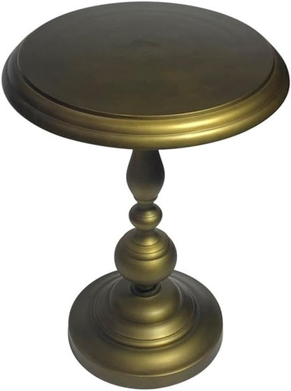 Carolina Chair & Table Pearson Round Accent Table - Elegant Aluminium Frame and Top, Hand Forged Pedestal Base Bedside Furniture - Contemporary Side Table for Dining, Working (Antique Brass)
