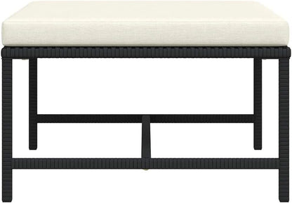 vidaXL Black Poly Rattan Sectional Footrest with Cream White Cushions - Versatile Outdoor Furniture - Steel Frame - Weather-Resistant Material
