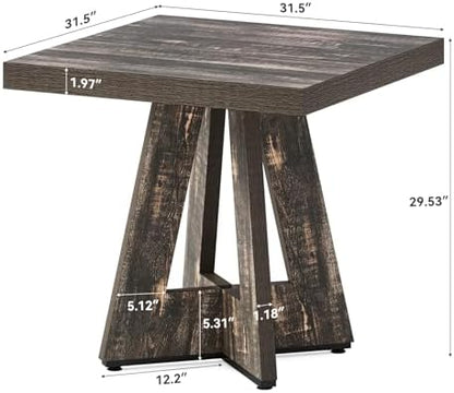LITTLE TREE 31.5" Square Dining Table for 4, Small Space Kitchen Table with Pedestal Base, Farmhouse Wood Tables for Apartment, Dining Room & Living Room, Ideal for Cafe & Restaurant Use (Black Brown) | Pedestal Base, Farmhouse Wood Tables for Apartment