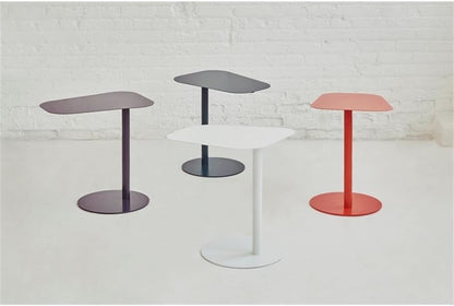 MAKLAINE Modern Metal End Table, 20 in H x 19.75 in W, Powder-Coated Steel, Vibrant Orange Finish, C-Shaped Space-Saving Design, Durable Compact Side Table for Living Room or Small Spaces