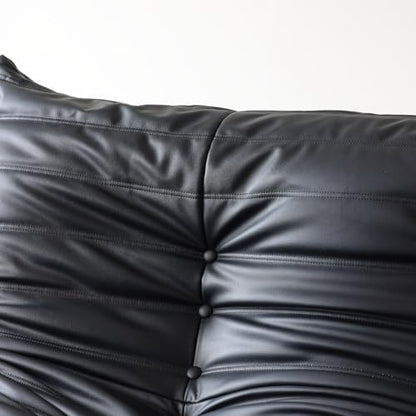 Comfy Lazy Floor Sofa Couch,Soft Armless Chair,Faux Leather Lounge Chair,Corner Relax Sofa Couch for Living Room Bedroom,Salon Office,Adults（Black+3 Seat