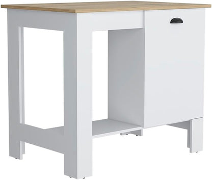 Kitchen Island Shoproni One Drawer White Finish with Multicolor | White kitchen island with one drawer for extra storage and counter space