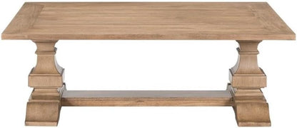 Pemberly Row 3 Piece Cocktail Table Set, Rubberwood and Rustic Birch Veneers, Camel Beige Finish, Includes Rectangular Coffee Table and 2 End Tables, Storage Drawer, Open Shelf, Traditional Living