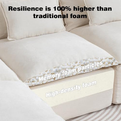 Couch Sectional Sofas Cloud Couches for Living Room | Loveseat L U Shaped Modern Modular Cloud Sofa with Pillows and Ottoman for Bedroom