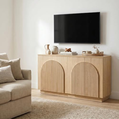 Yechen 55" Fluted Sideboard Buffet Cabinet with Storage, Credenza, Natural