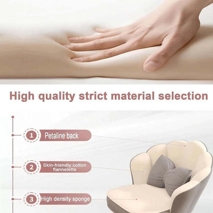 Etlegor Petal Makeup Vanity Chair, 360° Swivel Makeup Stool with High Back, Modern Accent Chair with Bow Pillow for Living Room, Dressing Room, Bedroom(Pink-Gray)