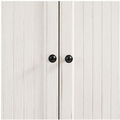 HomeStock Kitchen Pantry Cabinet - Large Storage, Adjustable Shelves, Distressed White Finish