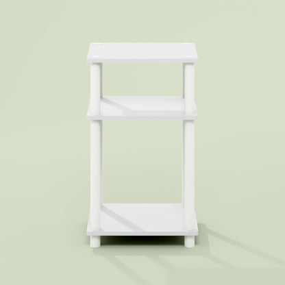 Arau End Table, Side Table, Nightstand, with 2 Tier Open Shelves for Living Room, Bedroom, 1-Pack, White/White