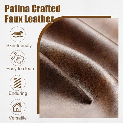 PrimeZone Faux Leather Mid-Century Modern Accent Chair, Brown