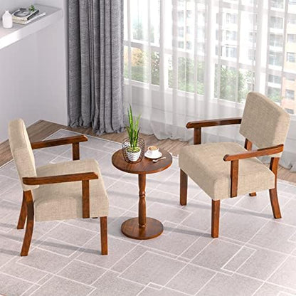 FAGAGA Accent Chairs Set of 2, 2 Solid Wood Armchairs with Side Table | Living Room Chairs with Soft Thicken Cushion, Comfy Reading Chair for Bedroom, Waiting Room, Home Office, Easy Assembly