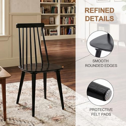 DUHOME Dining Chairs Set of 2 Wood Dining Room Chair Black Spindle Side Kitchen Room Country Farmhouse Chairs Black