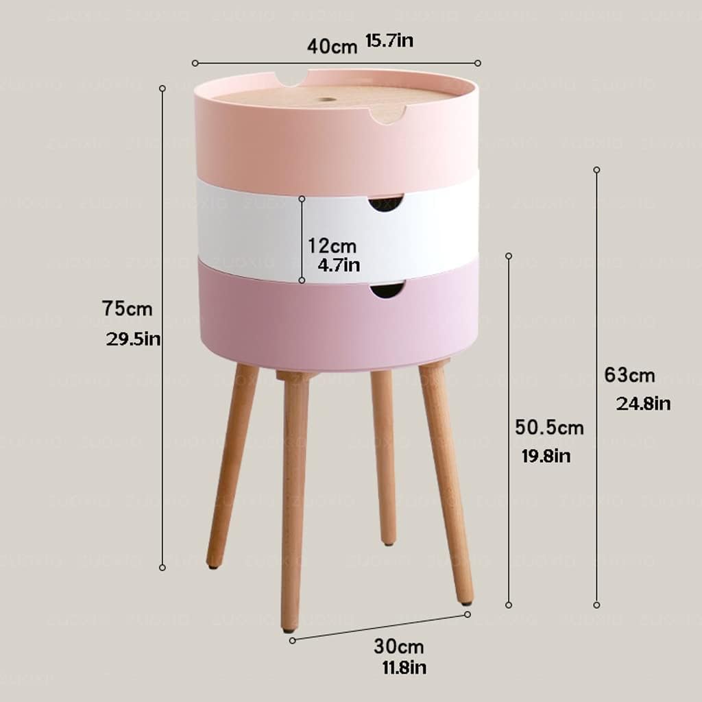 Telephone Table Bedroom Bedside Table Small Apartment Multi-Functional Living Room Rack Modern Minimalist Round Side Table Bedroom Storage Bedside Cabinet (Color (1)