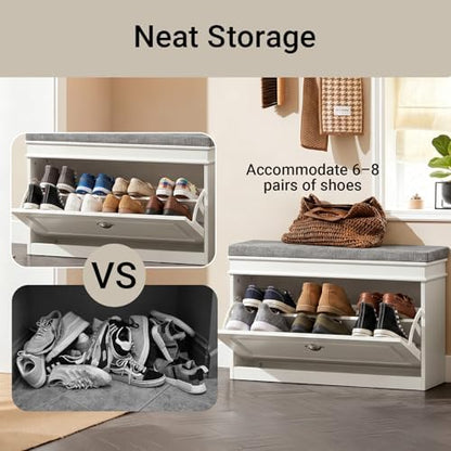 Haotian Shoe Storage Bench with Cushion