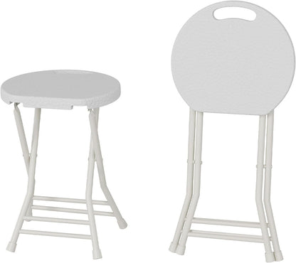 Garvee Folding Stool, Backless 18-Inch Stool, Portable with Handle, Foldable Bar Stool, Anti-Slip Feet, 600Lbs Capacity, for Bar Stools Kitchen Home Indoor and Outdoor Use (White-2, 18)