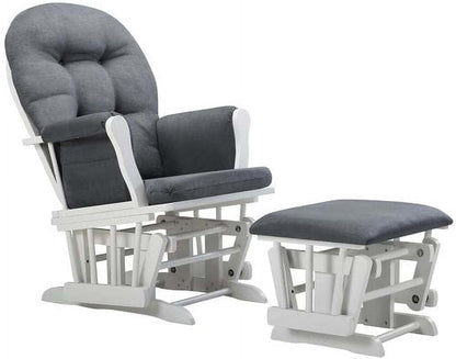 HomeStock Glider and Ottoman Set - Padded Arms, Storage Pockets, Metal Bearings Gray and Dark Gray