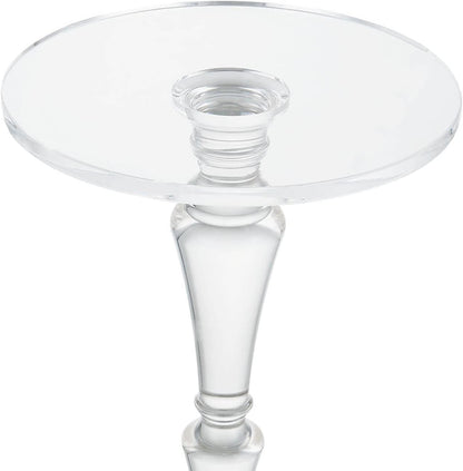 Furniture Acrylic Side Table,Clear Small Round Side/End Tables with Support Rod for Use in Living Rooms,Bedrooms,Offices,Study Rooms,Waiting Areas（13.8in*19.7in