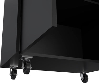 Storage Cabinet Lions, Double Door and Casters, Black Wengue Finish