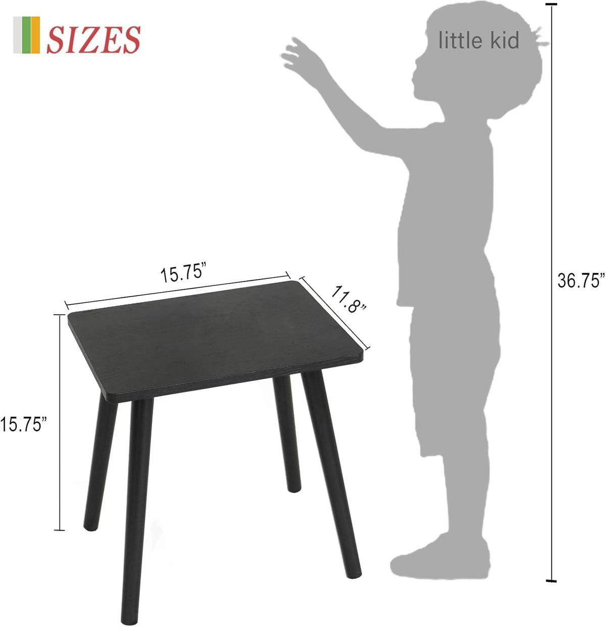 AWASEN Side Table, Small Black End Table for Living Room Bedroom Office Small Spaces, Modern Accent Side Table Nightstand with Solid Wood, Easy Assembly, (Black)