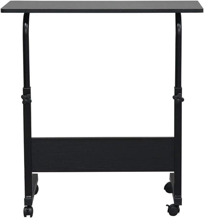Side Table,Computer Desk with Wheels,Height Adjustable Rolling Potable Laptop Cart,C-Shaped Bed Couch End Tables with Baffle for Livingroom Bedroom (L)