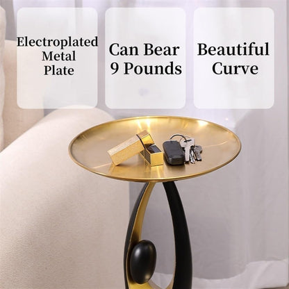 Side Table with Tray Top, Flower Stand, Round End Table, Decorative Accent Piece for Living Room, Home Decor, and Bedside Table(Black)