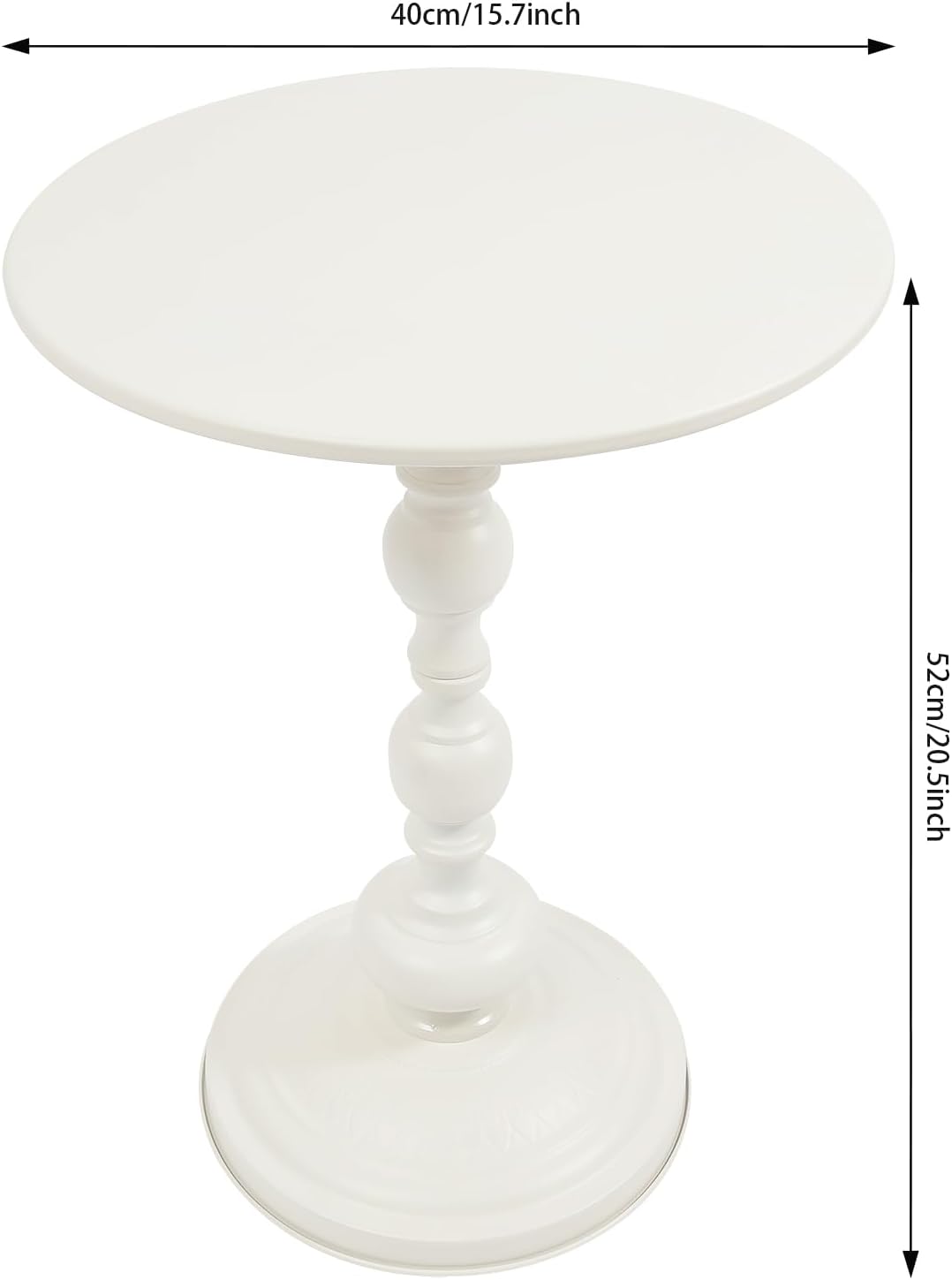 Pedestal Metal Round Side Table Round Small Accent Table Multifunctional Vintage Coffee Table for Living Room, Bedroom, Office, bar and Patio (White)