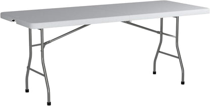 Office Star Resin Rectangle Center-Folding Portable Table for Picnics, Camping, and Tailgating, 6 Feet