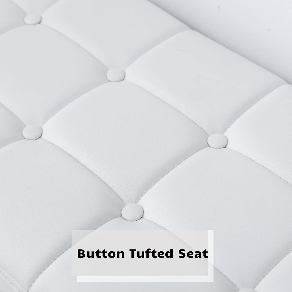 HEAH-YO Modern Button Tufted Bench, PU Faux Leather Ottoman Dining Bench, Stylish Footstool for Entryway Bedroom Kitchen Dining Table, White
