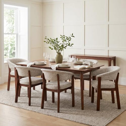 COLAMY Fully Assembled Upholstered Dining Chair, Solid Red Oak Wood Kitchen Side Chair, No Assembly Required Modern Farmhouse Dining Room Accent Seating, Single Pack,Set of 1