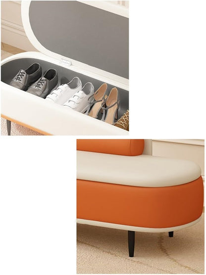 Modern Bedroom Bedside Bench Shoe Entrance Long Entry Cloakroom Sofa Entryway(Coffee,Medium)