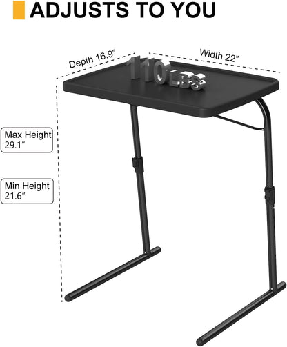 TV Tray Table, 16.9 x 22 x 29.1inch XL Folding Dinner Table with 6 Height & 3 Tilt Angle Adjustments, Large Couch Desk for Working, Portable and Adjustable Laptop Desk for Sofa and Bed, 2 Pack