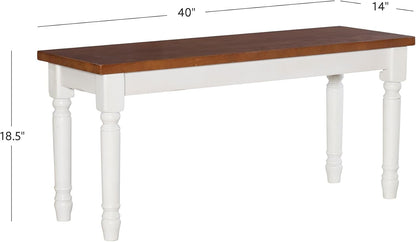 Willow White Backless Dining Bench with Honey Brown Wood Top by Powell