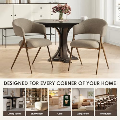 COLAMY Dining Chairs Set of 4, Mid Century Modern Dining Room Kitchen Dinner Chairs with Iron Legs, Open Back and Padded Seat, for Living Room/Bedroom/Restaurant/Cafe, Taupe