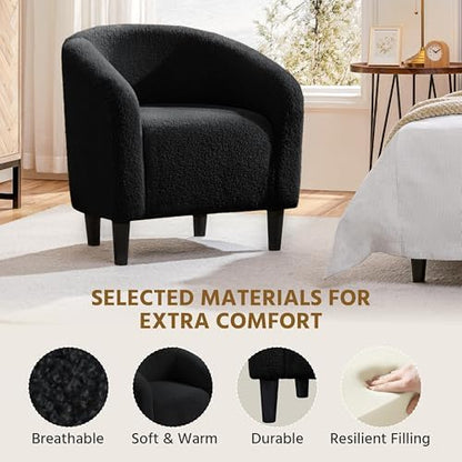 Yaheetech Compact Sherpa Accent Chairs Set of 2 for Small Spaces, Black