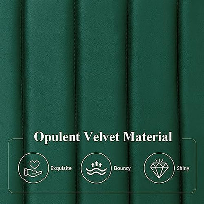 Allewie King Bed Frame, Velvet Upholstered Platform Bed with Adjustable Vertical Channel Tufted Headboard, Mattress Foundation with Strong Wooden Slats, Box Spring Optional, Easy Assembly, Green