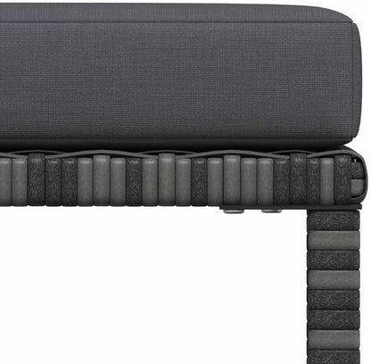 Sectional Patio Footrest, Outdoor Modular Ottoman Footstool with Thick Cushion, Gray PE Rattan Garden Lounge Furniture, Weather-Resistant Steel Frame Seat for Backyard Deck Poolside