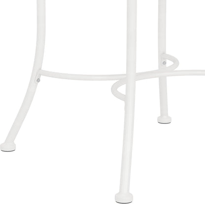 Hillsdale Marsala Metal Vanity Stool with a Circular Geometric Back Design, Off White