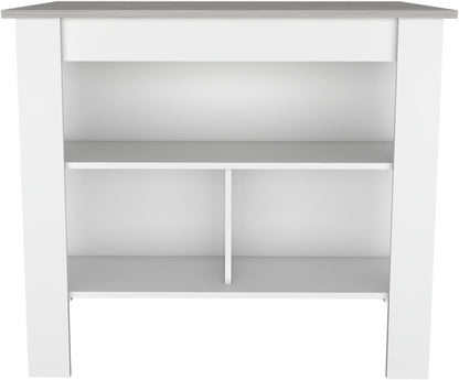 Kitchen Island with Four Legs and Three Shelves