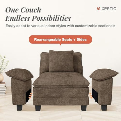 MIXPATIO 124" 5-Seat U Shaped Modular Sectional Sofa,Chenille Taupe | Modern Sectional Couches for Living Room, Wider Armrest and Deep Seat, Comfy Cloud Sofa, Soft Chenille Furniture
