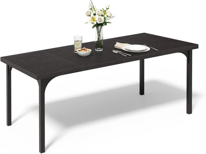VINGLI Large Dining Table for 8, 70.8in Long Kitchen Table, Rectangular Dinner Table for Dining Room, Farmhouse Wood Kitchen Table for Family Home Office, Black
