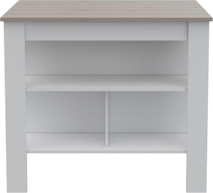 Kitchen Island with Three Shelves and Four Legs - Light Gray/White | Three shelves and four legs design for stable kitchen use