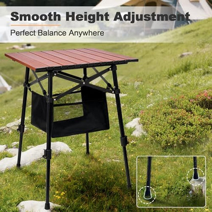Odoland Portable Camping Table, Folding for Beach Outdoor Adjustable Height | 16.5"-23.6"H, Storage Bag for Camp, Cooking, Picnic, Travel, Backyards, Fishing, Park