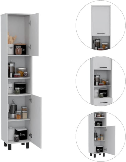 2-Piece Kitchen Set with Island and Pantry Cabinet | Spacious kitchen island with 8 storage shelves and a pantry cabinet with 2 doors