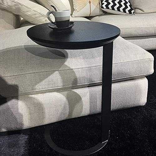 Telephone Table, Black Solid Wood Side Table,Living Room Sofa Side Table,Round Side Table/End Table/Night Stand/Coffee Table,Telephone Tables,Diameter 15.74 Inch