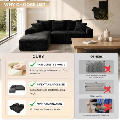 96" Cloud Sectional Couches with Chaise for Living Room