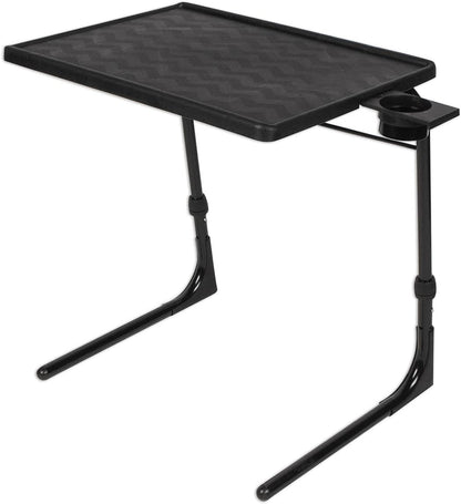 Table-Mate TV Tray Table | Portable Desk Folding Dinner Tray, Couch Table Trays for Eating Snack Food, Portable Laptop Desk, Bed Trays for Eating | Adjustable TV Trays with 3 Angles and Cup Holder