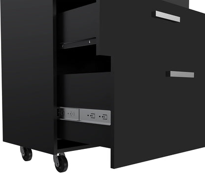 3 Drawers Storage Cabinet with Casters Lions Office, Black Wengue Finish