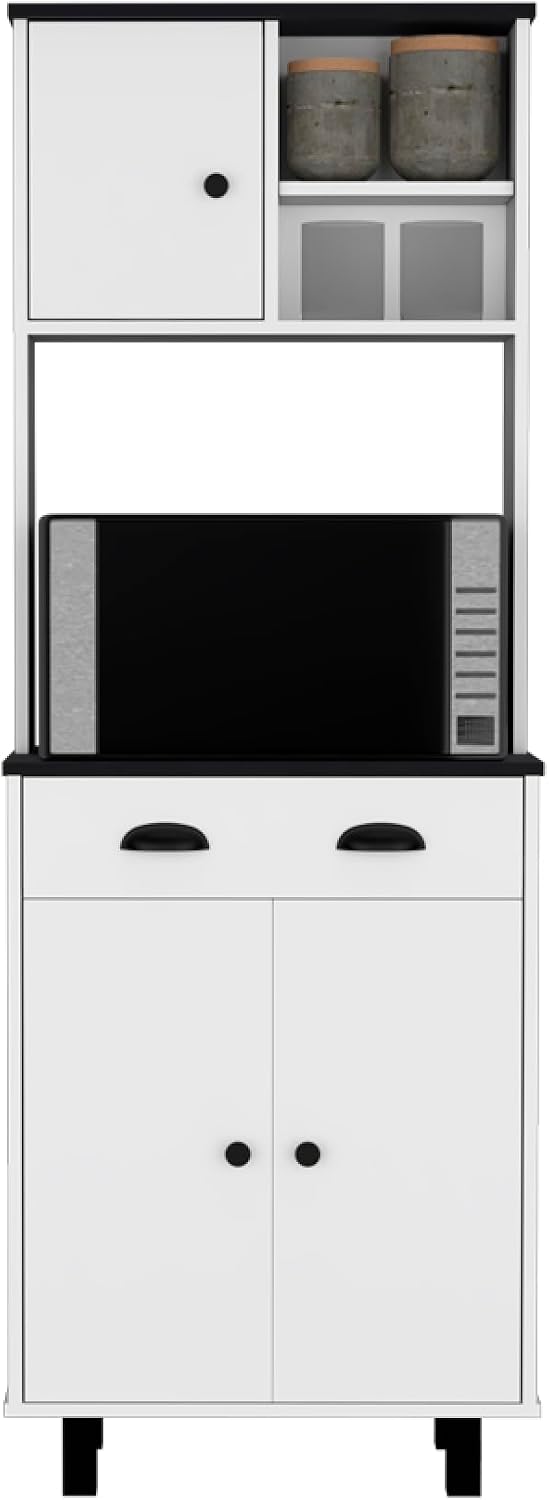 Kitchen Pantry Naomi, Kitchen, White/Black