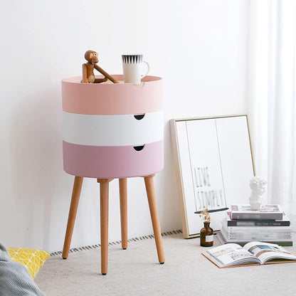 Telephone Table Bedroom Bedside Table Small Apartment Multi-Functional Living Room Rack Modern Minimalist Round Side Table Bedroom Storage Bedside Cabinet (Color (1)
