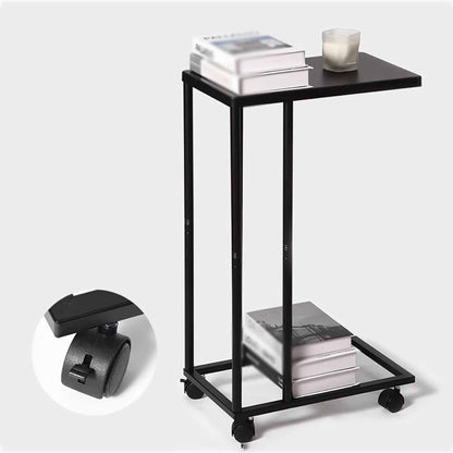 C-Shaped Sofa Side Table, Couch Side Tables That Slide Under, C Table End Table with Wheels, Strong Load-Bearing Capacity and User Friendly Design for Living Room and Bedroom Use,Black