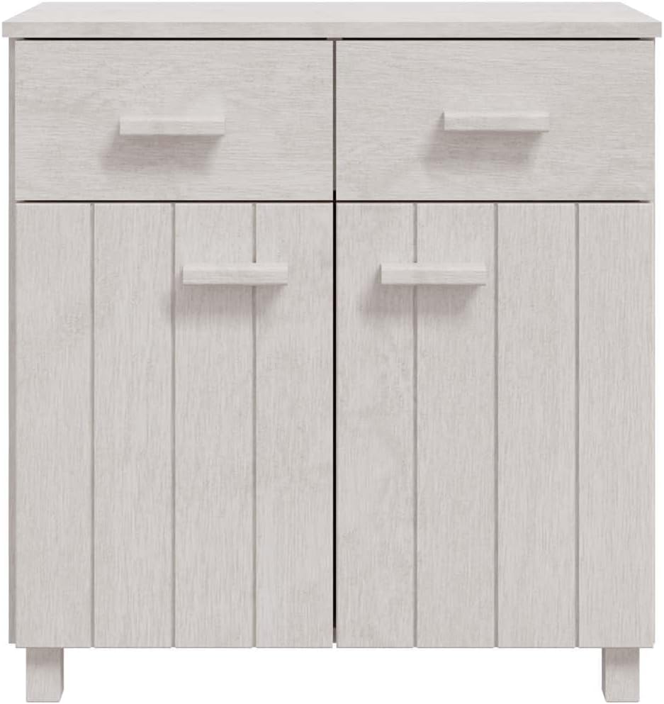 White Solid Pine Wood Sideboard with Matte Finish, 31.1 x 15.7 x 31.5 Inches, Modern Storage Cabinet for Living Room Dining Room, 4 Drawers and Spacious Surface, Durable